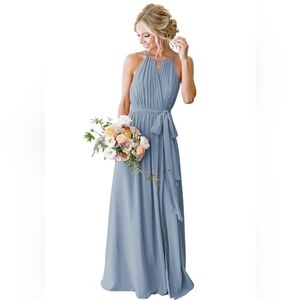 Elegant Blue Halter Maxi Dress